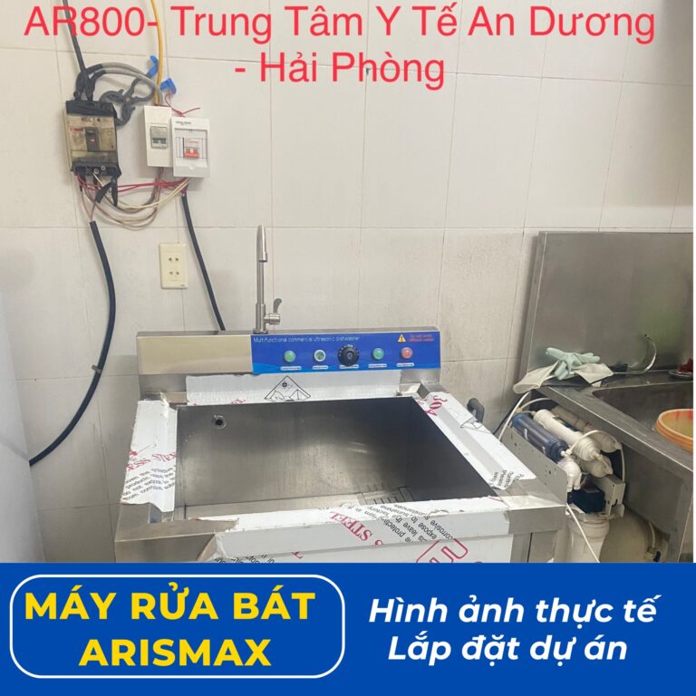 Lắp đặt máy rửa bát sóng siêu âm arismax tại trung tâm y tế quận an dương – hải phòng